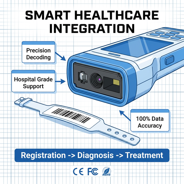 A110 Medical Grade 2D QR Barcode Scanner Module SE4632 for Healthcare PDA & Hospital Wristband Scanning