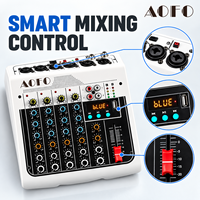 Console de mixage audio 4 canaux avec égaliseur 3 bandes, sortie USB XLR, boutons rétroéclairés pour DJ, karaoké, scène live, enregistrement MP3