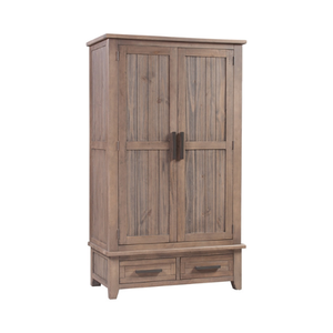 ATLAS Armoire en bois 2 portes 2 tiroirs Design moderne Chêne/Pin/Acacia Bois massif Mobilier de chambre à coucher Hôtel & Villa Garantie 10 ans - Product Image 2