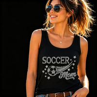 Nouveau design de transfert thermocollant personnalisé en usine pour maman de footballeuse, avec strass, pour T-shirt