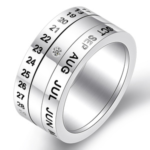 Anillo de calendario de acero inoxidable, banda giratoria de 8 mm con fecha, regalo de joyería unisex - Product Image 1