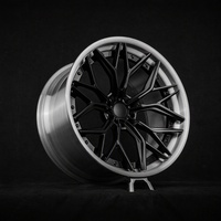 Jantes en aluminium forgé sur mesure en 2 parties 5x112, centre noir, bord brossé argenté pour Mercedes Benz AMG Classe S
