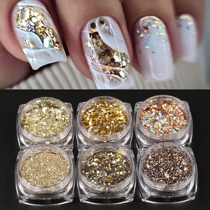 Ensemble de 6 pots de paillettes brillantes couleur champagne pour ongles, application facile, pour décorations d'ongles automne-hiver - Product Image 3