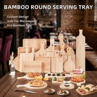 Planche à pizza en bambou au design moderne avec poignée, plateau de service pour charcuterie, écologique, compatible lave-vaisselle et micro-ondes, pour restaurant et maison
