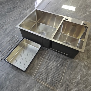 Lavello a 2 Vasche in <span class=keywords><strong>Acciaio</strong></span> Inossidabile con Rubinetto, Finitura Satinata Moderna, Resistente ai Graffi, Set <span class=keywords><strong>per</strong></span> Hotel e Mense - Product Image 2