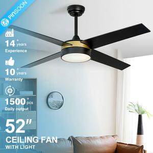 Hiện Đại Nội thất nhà ăn phòng khách màu đen <span class=keywords><strong>52</strong></span> inch Đồng động cơ <span class=keywords><strong>LED</strong></span> quạt trần ánh sáng với điều khiển từ xa - Product Image 1