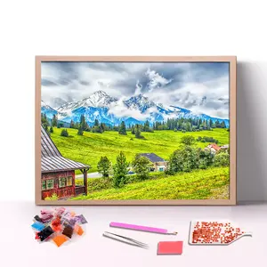 Crystal Wall Art Round Drill Diamond Painting set Custom Snow Mountain 5d diamond painting kit per adulti bambini