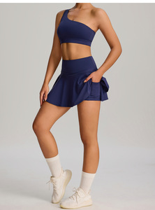Conjunto de Vestido de Tenis para Mujer, Top Deportivo de un Hombro, Falda, Ropa Deportiva Transpirable para Gimnasio, Fitness, Golf, Ropa Deportiva de Verano - Product Image 4