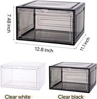 Grande boîte à chaussures transparente en plastique empilable sur le côté organisateur de stockage de conteneurs ouverts avec porte magnétique pour les baskets d'affichage