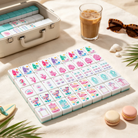 Jeu de Mahjong Funky Trade Tropical Beach American, Thème Plage, Corail, Planche de Surf, Tiki Hawaïen, Vacances d'Été