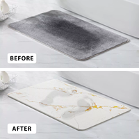 Tapis de bain antidérapant à séchage rapide en pierre de diatomite naturelle, motif imprimé, couleur unie