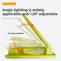 Ventilateur de camping LED portable pliable en plastique alimenté par énergie solaire/batterie/USB, 3 vitesses, double usage, autonomie de 12 heures, silencieux