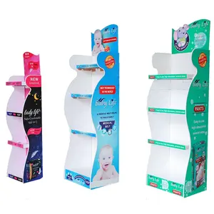 Personality Cardboard POP Floor Display Paperboard Supermarket Corrugated Stand For Sanitary Napkin Diaper Daily Necessities