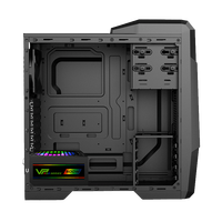 Boîtier de jeu ATX Mid Tower Hauberk G506X en acier noir avec ports USB 3.0/2.0, audio frontal et alimentation inférieure