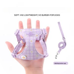 <span class=keywords><strong>Harnais</strong></span> pour animaux de compagnie à imprimé marguerite, doux, avec boucle réglable pour les promenades quotidiennes et les jeux en plein air - Product Image 3