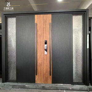 韓国スタイルモダン盗難防止ドア高級木目鋳造アルミエントリードアホームセキュリティ - Product Image 5