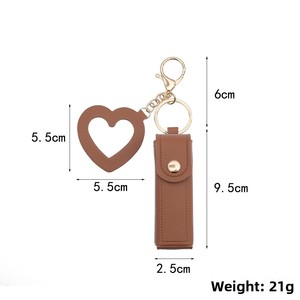 <span class=keywords><strong>Porte</strong></span>-rouge à lèvres portable de haute qualité en cuir PU, style découpé, forme oblongue, semi-fait main, avec miroir et <span class=keywords><strong>porte</strong></span>-clés, <span class=keywords><strong>pour</strong></span> femmes - Product Image 5