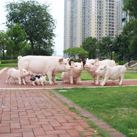 Escultura de Cerdo de Resina Artificial Ecológica Pequeña Fragante Pastoral Jardín Patio Supermercado Tienda Decoración Exhibición Animal