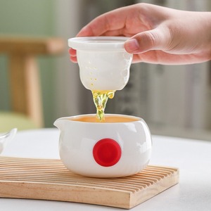 Quick Cup Travel Tea <b>Set</b> Porcelain Round With Lid Portable Kung Fu <b>Teapot</b> Single Person - Product Image 1