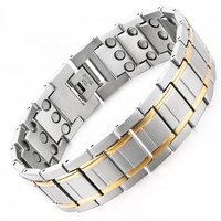 Pulsera Magnética de Tres Filas de Acero Inoxidable Ajustable de Alta Calidad para Alivio de la Fatiga, Joyería de Salud y Energía para Hombres