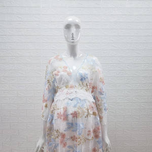 Vestido Maxi Bohemio con Bordado de Encaje, Encaje Transparente y Detalles de Borlas para Fotografía de Bodas de Mujeres <span class=keywords><strong>Embarazadas</strong></span> - Product Image 2