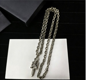 Chro Heart Cross Pendant <strong>Charm</strong> Necklaces Men Women Copper <strong>Silver</strong> Plated Vintage Link Chain Trendy Fashion Hip-hop Gift Wholesale - Product Image 3