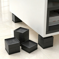 Rehausseurs de meubles en plastique robustes Affogato, lot de 4, 6 pouces, design moderne, supportant jusqu'à 5000 lb pour lits, chaises, bureaux, canapés (noir)