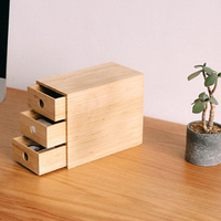Organisateur de bureau en bambou à 3 tiroirs, meuble de rangement moderne multi-niveaux, mini commode de bureau, rangement de table pour la maison et le bureau