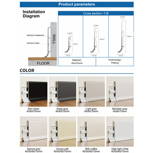Rodapié Moderno de Aleación de Aluminio <span class=keywords><strong>Serie</strong></span> 6063-T5 de 4 cm, Resistente al Agua, Fácil Instalación, Garantía de 5 Años - Product Image 2