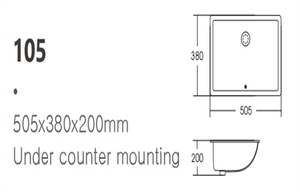 Vasque rectangulaire en céramique blanche à poser sous le comptoir, sans trop-plein, design économe en eau pour projet de salle de bain - Product Image 2
