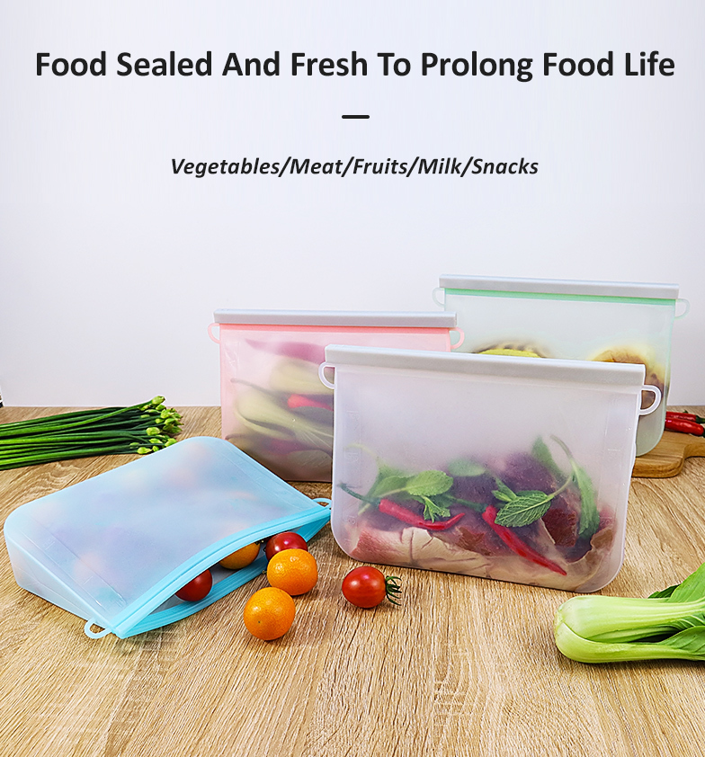 Custom BPA Free Eco Friendly Leak Proof Reusable Freezer Square Silicone Kitchen Modern Food Storage Bag Set 500ml/1000ml/1500ml · image 2
