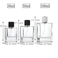 Botellas de Perfume Cuadradas de Lujo Unisex al por Mayor, 30ml 50ml 100ml, con Tapa de Cuero Negro Texturizado