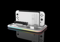 Dok Pengisi Daya Saitake untuk Dudukan Konsol Joy-Con 4 Port Lampu RGB Berpendar Pengisian Cepat Tegangan Pengisian Ultra-Tipis Desain Ultra-Tipis