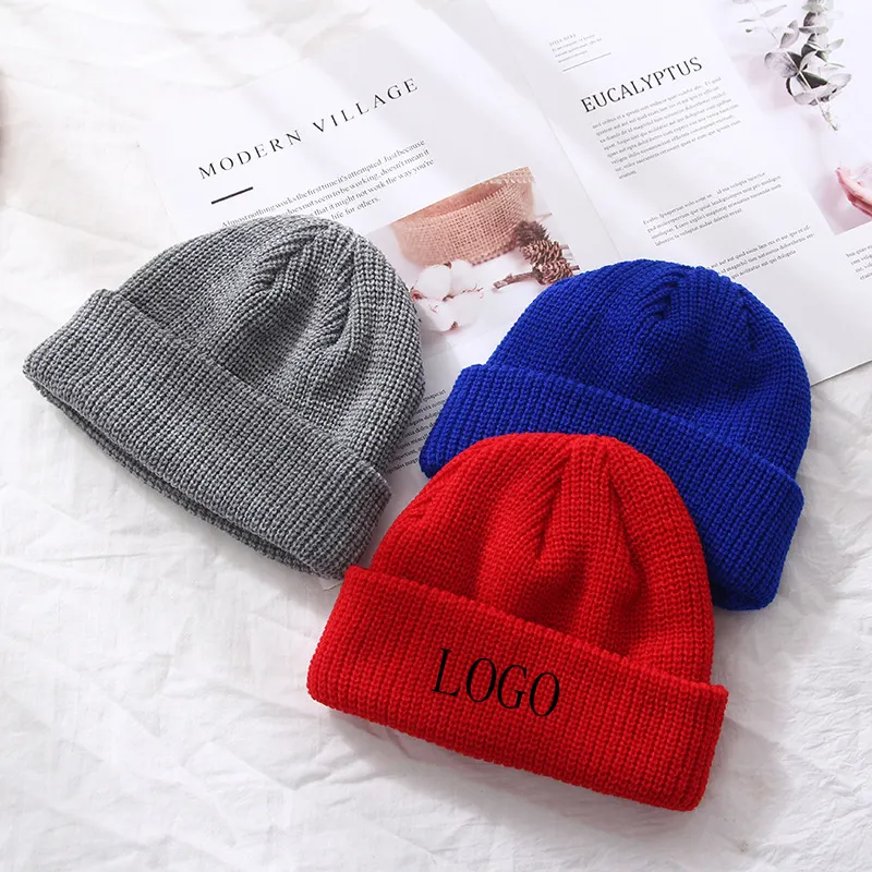 Acorlife Super Quality 100% Acrylic Winter Warmly Custom Knitted beanie Hat custom Logo caps