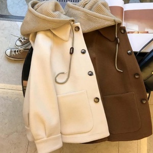 Abrigo de Lana Ecológico para Mujer, Otoño Invierno, Poliéster, Manga Larga, con Capucha, Cierre de un Botón, Casual, Cortavientos - Product Image 5