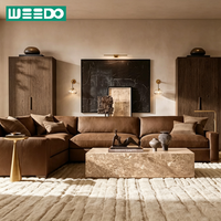 Ensemble de canapés modernes et élégants pour salon, meubles d'intérieur, canapé modulaire en cuir pour appartement, coussin en peluche personnalisable, livraison directe