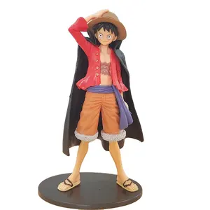 BJ Anime One Pieces Straw Hat Luffy Action Character Anime Black Cloak PVC Model Toy Ornament Wholesale Kids Toys