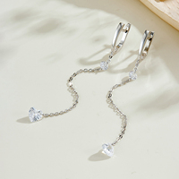 Anting-anting Huggie Hoop FUAMAY Elegan Perak S925 Lapis Emas/Rhodium 18K Rantai Panjang Dua Warna dengan CZ Bulat & Hati Perhiasan Berkualitas Tinggi
