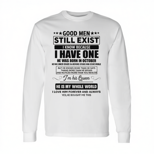 Los hombres buenos aún existen, él nació en octubre, camiseta de manga larga, regalo de cumpleaños para él - Product Image 2