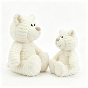 Ours en peluche crème personnalisé, ours en peluche blanc texturé, ours en peluche côtelé, animal en peluche, ours en peluche deux tailles - Product Image 3