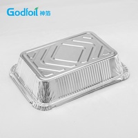 Barquette rectangulaire en aluminium jetable de qualité alimentaire de 2,25 lb, personnalisée, pour emballage de restauration rapide, couleur argent, F2