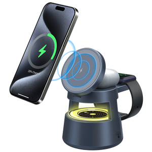 Estación de carga inalámbrica magnética 4 en 1 de nuevo diseño con luz nocturna PD compatible con <span class=keywords><strong>iPhone</strong></span> 14 15 16 Series e IWatch - Product Image 1