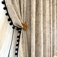 Cortinas de Chenilla Francesas Estilo Downton Abbey, Opacas, de Color Sólido, de Alta Gama, para Ventanas Octogonales/Alargadas