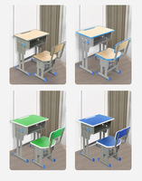 Ensemble bureau et chaise d'école réglables en hauteur, structure en acier et bois, table d'étudiant en gros, durable pour les salles de classe primaires et secondaires