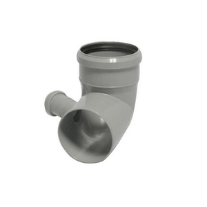 Raccordo a gomito in PP HTB con connessione in vetro a destra 110/50 per scarichi - Product Image 1