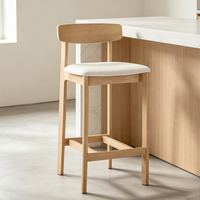 Chaise de comptoir en bois au design moderne et rétro pour cuisine, villa, club, usage commercial, bistrot, bar, avec dossier haut
