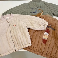 Veste de baseball matelassée en laine mélangée à imprimé de dessin animé pour l'automne et l'hiver avec rembourrage en coton à 90% pour enfants unisexes de 1 à 7 ans
