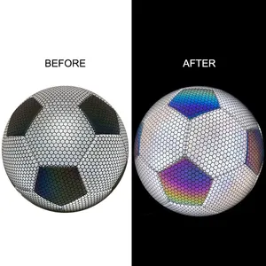 Custom Logo Glowing Reflective Holographic Soccer Ball Light Up Footballs Luminous Soccer Ball Factory Outlet Soccer BALL