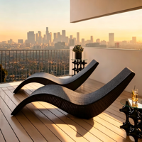 Hochwertige Outdoor-Lounge-Liege & -Stuhl Sonnenliege Maßgefertigt aus PE-Rattan mit Gewebten Riemen und Kordeln für Hotel, Ferienhaus und Pool