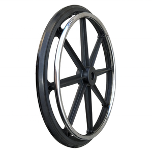 ล้อรถเข็นคนพิการแบบแข็ง โพลียูรีเทน ขนาด 24x1 <span class=keywords><strong>นิ</strong></span>้ว พร้อมวงแหวนพักมือ <span class=keywords><strong>ส</strong></span>ำหรับเปลี่ยน  จัดส่งตรงจากโรงงาน - Product Image 1